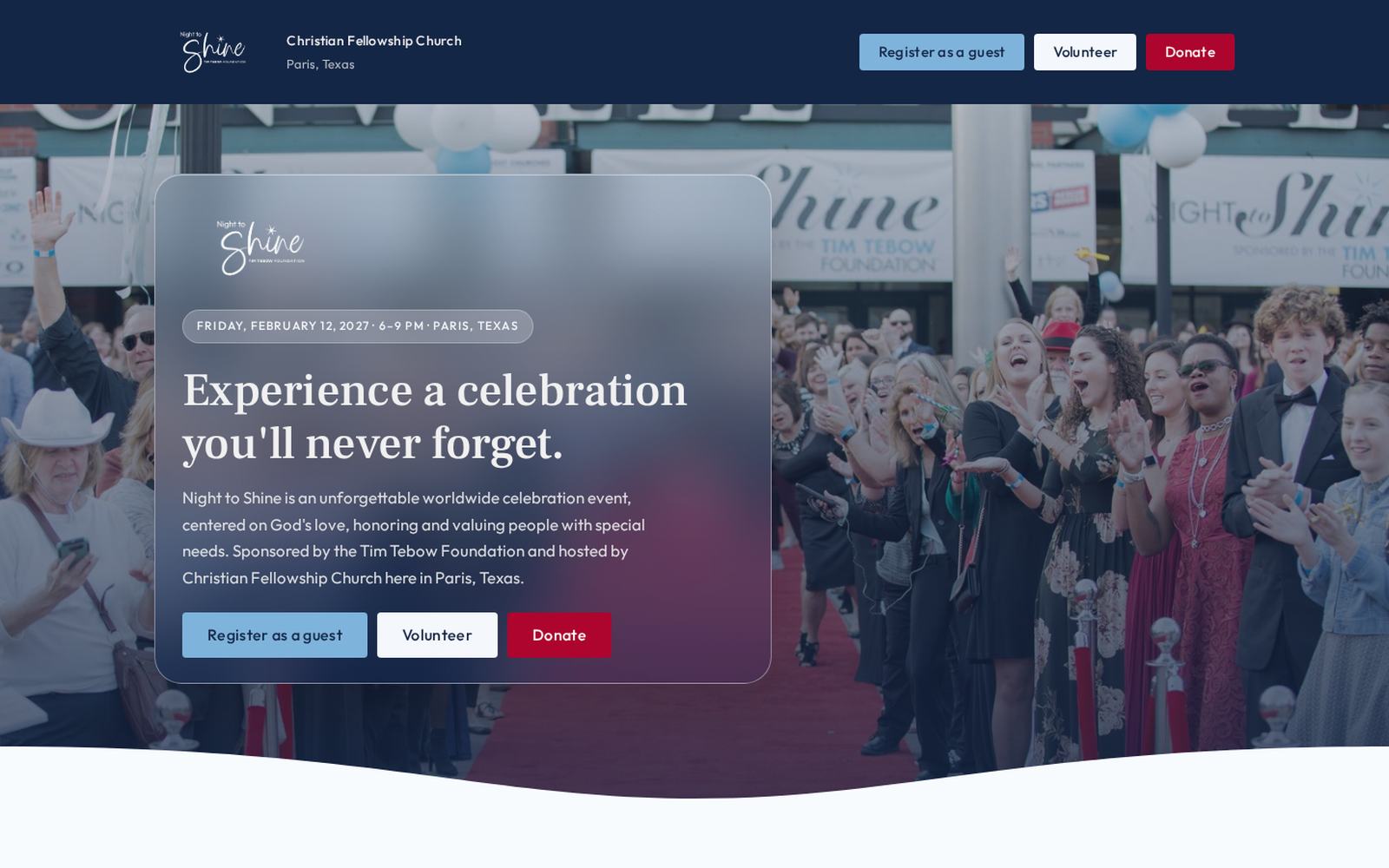 Night to Shine at cfParis homepage