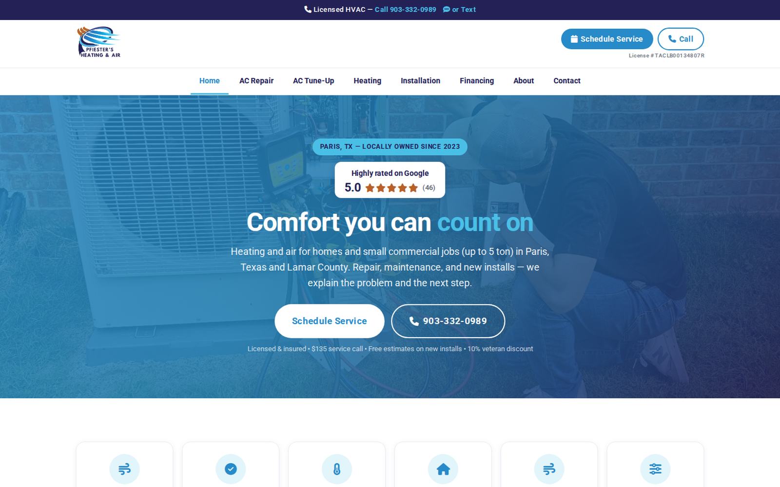 Pfiester Heating & Air homepage